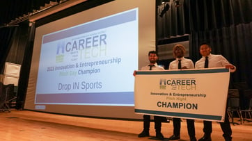 Drop In Sports App team winning the Champion award at the Career Tech Innovation & Entrepreneurship Pitch Night
